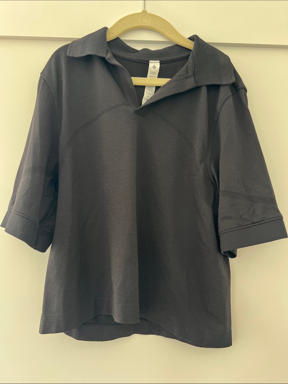 lululemon athletica Black Short-Sleeve Polo Tee